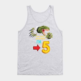 5th Birthday Dinosaur Roaring Tank Top